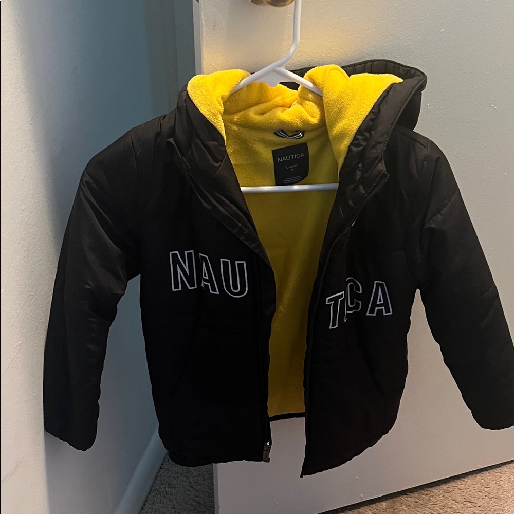 Nautica Black Jacket with Yellow Hood